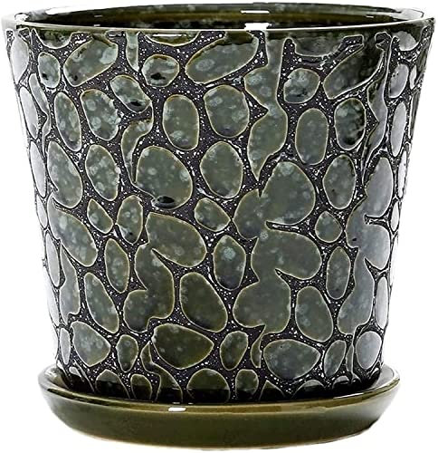 Extra großer Sukkulenten-Keramik-Kaktus-Übertopf, geometrisch, für den Innenbereich, dekorativ, Bonsai-Kakteen, Vintage-Steinmuster, Blumentopf, Pflanzgefäße, Behälter mit Ablaufloch für Zuhause und