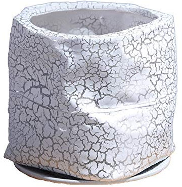 Stil Einfacher großer Keramiktopf Innenpflanzung Kaktus Blumentopf Silber Crack Grain Sukkulenten Pflanztopf Outdoor Blumengarten Keramik Blumentöpfe