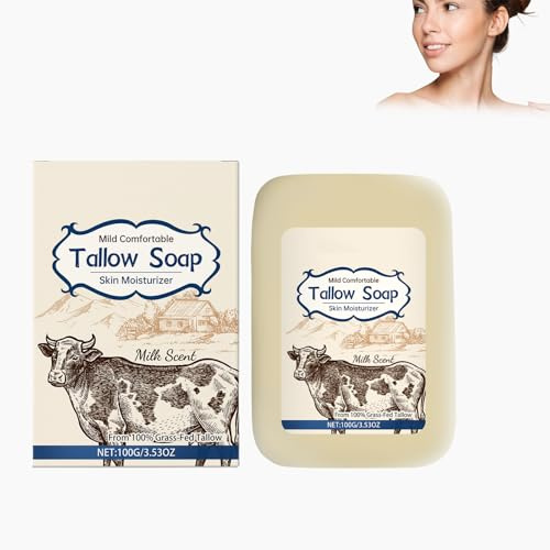 Tallow - Sapone grasso di mucca pulisce delicatamente tutto il corpo, 100 g, sapone naturale fatto a mano, sapone per la pulizia della pelle, per il corpo, crema glitterata, idrata, nutre la pelle ti
