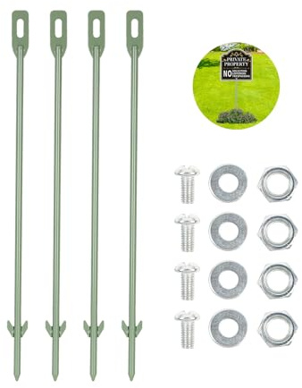 4-Pack estacas de Metal para señalización, estacas de Tierra, 43 cm, Soporte de Metal para Tienda de campaña, piquetas con Tornillo para Montaje de señales, Tiendas de campaña, Plantas trepadoras
