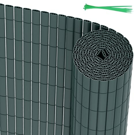 Peviasot PVC Sichtschutzmatte 90x500cm, Winddicht, Balkon Windschutz, dreifach verstärktes Design für Garten Balkon Terrassen, schimmelbeständiger Sichtschutzzaun, mit Spannbändern, grün