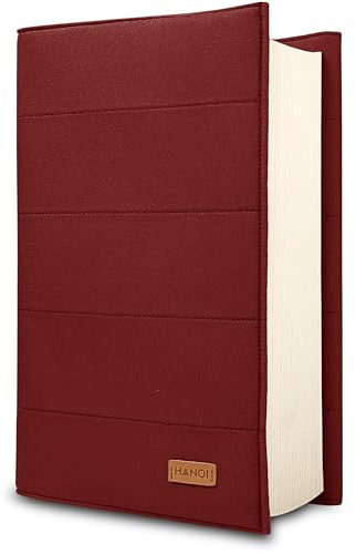 HANOI Collection® Bokärm justerbar vadderad. Bokskydd, Skydd för läsböcker. Bokomslag för pocketböcker och stora böcker. Bokomslag Reglerbar. Presenter till bokälskare. Läsare gåvor (Mörkröd, Liten)