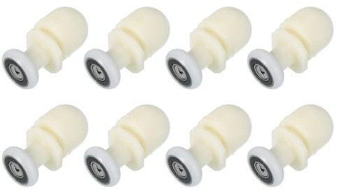 sourcing map Lot de 8 roulettes de rechange pour porte de douche coulissante de 19 mm, 4 à 6 mm, blanc