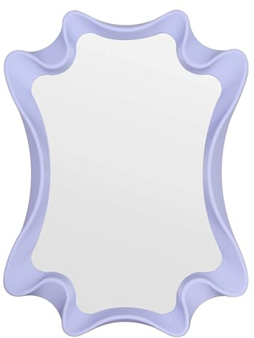 Funerom unregelmäßiger Wandspiegel Kleiner Wandspiegel gewellter Spiegel (Light Purple, 40 x 30 cm)