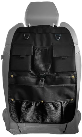 STOLCA Car Seat Back Organizer with Multiple Storage Pockets, Black Mesh and Fabric, Universal Fit