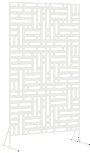 vidaXL Sichtschutz 100 x 50 x 180 cm Stahl Weiß | Robuste und langlebige Bauweise aus pulverbeschichtetem Stahl, Modernes Gittermuster sieht echt klasse aus,