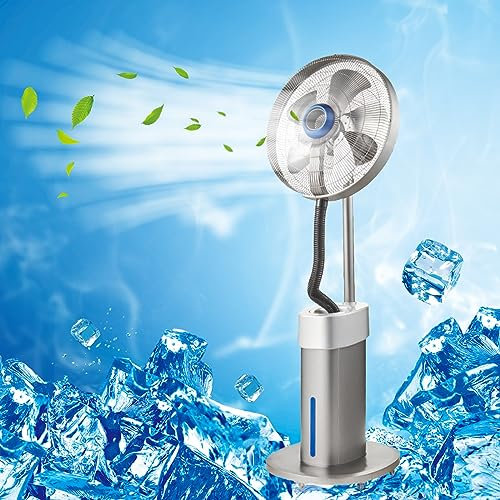 Large Standing Floor Fan, Misting Fan for Industrial 19.6in 21.6in, W/3-Speed/7500ml Water Tank, Wheel Easy Moving, for Jobsite Restaurant Camping Outdoor Misting Fan (20in)