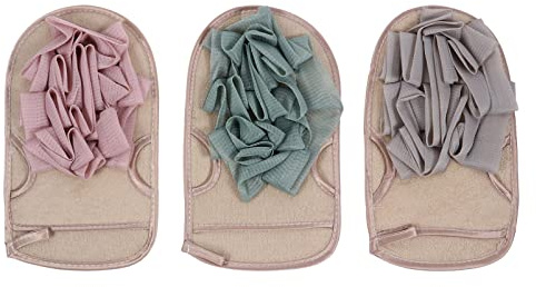 Didiseaon 1set Bath Exfoliating Mitts Double Sided Shower Gloves for Deep Cleaning Skin Massage Soft Durable Bath Sponges Pink and for Men Women 3pcs