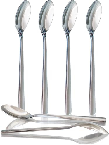 NobleEgg Egg Spoons for Soft Boiled Eggs, Coffee, Desserts | 18/8 Stainless Steel | 5.5 inches | Set of 6