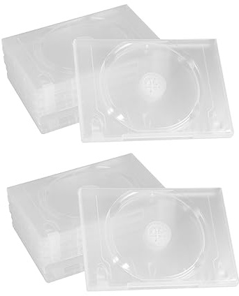 BESTYASH 12 Stück CD Aufbewahrungsboxen aus Kunststoff mit Transparentem Einsatz Staubschützend zur Geordneten CD und DVD Aufbewahrung