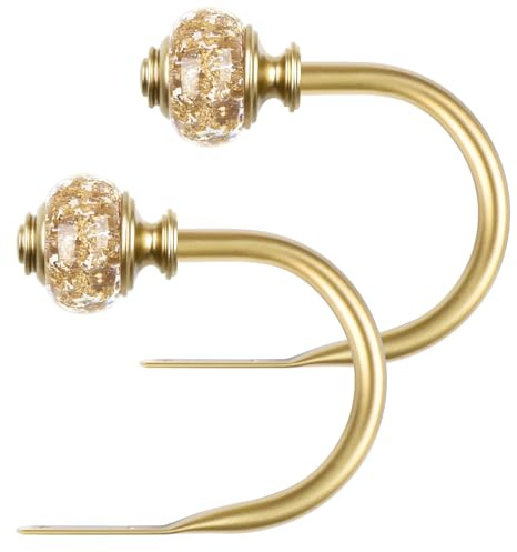 USFOOK Gold Curtain Holdbacks, 2 Pack Metal Curtain Tie Backs for Curtains