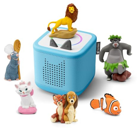 tonies Toniebox 2 Bundle Incl. 6 Disney Cap&Capper,König der Löwen,Ratatouli,Dschungelbuch,Nemo,Aristocats,Himmelblau, Audioplayer für Hörbücher, Lieder, Einschlafen und Tonieplay für Kinder