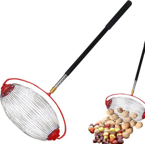 Rouleau supérieur de ramasseur de Noix télescopique en Acier Inoxydable de Grande capacité pour Noix, Noix de pécan, châtaignes, Petites Pommes, Agrumes