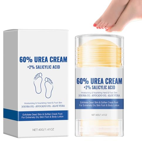 Crème pour les pieds hydratante et anti-crevasses à 60% d'urée, baume pour les talons et les pieds secs et crevassés, crème réparatrice pour les pieds, bâton de soin des pieds pour les callosités (1)