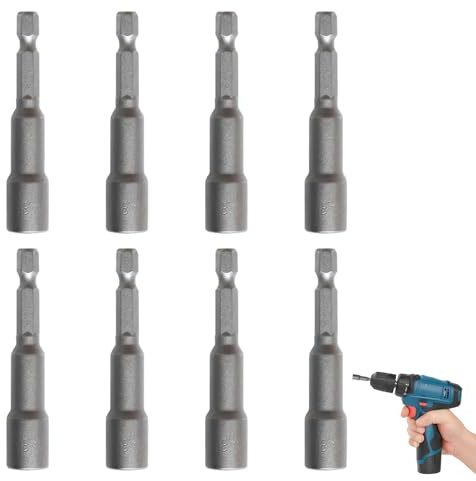 8 Pcs 8mm Hex Bit Impact Socket Set, Magnetic Hex Bit Socket Set, 1/4 Inch Hexagonal Handle Tool Accessory, Suitable for Screws and Nuts, Batch Head Tools for Electric Drills