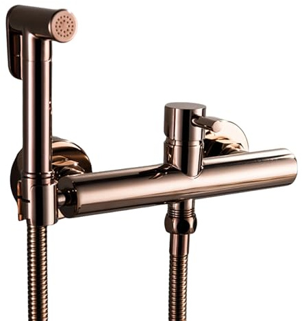 FQYEP Portatil para Kit Ducha de Lavabo Bidet con Manguera Wc Monomando Agua Fría Y Caliente,Oro Rosa