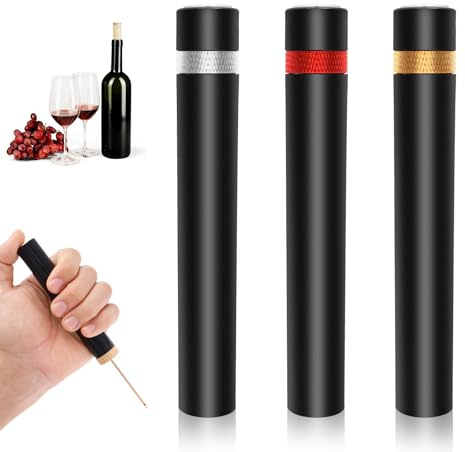 Goshoppers 3x Tire-Bouchon Pompe à Air pour Vin, portable et sans effort | Ouvre-bouteille pour bar, voyage et fête – compact en ABS et inox, décapsuleur à une touche, débouchage rapide par pression