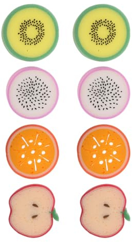 SHERCHPRY Lot de 8 Éponges de Bain Fruitées en Pu pour Garçon et Filles, Motifs Pomme, Kiwi, Pitaya et Orange, Séchage Rapide, Douces et Lavables, Bain de Bébé et Soins Délicats