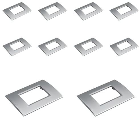 10 Pezzi Placca Plastica Quadrata, 3 Moduli Posti Per Scatola 503, Compatibile Con Bticino Living, Colore Grigio/Silver, Serie MBL
