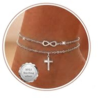 BMMYE 2Pcs Anklets for Women,Waterproof Silver Ankle for Women Dainty Layered Ankle Bracelets Adjustable Anklet Set Hypoallergenic 925 Sterling Silver Ankle Chain Beach Foot Jewelry for Her