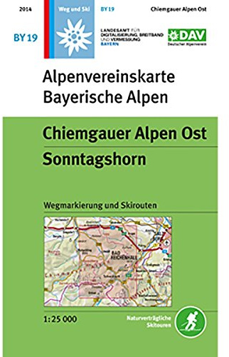 Chiemgauer Alpen Ost, Sonntagshorn: Wegmarkierungen und Skirouten - Topographische Karte 1:25000 (Alpenvereinskarten)
