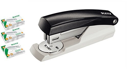 Leitz NeXXt Series Kleines Büroheftgerät, 25 Blatt (schwarz mit 3.000 Klammern)