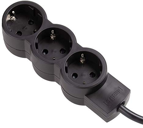 LEGRAND, Steckdosenleiste - Mehrfachstecker mit 3 Steckdosen (3-fach); zur Befestigung an Wand und Tisch; extra flach, 695015