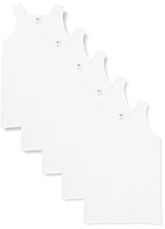 Fruit of the Loom Herren Regular Fit Unterhemd 5-Pack Athletic Mens, Weiß (White), Large