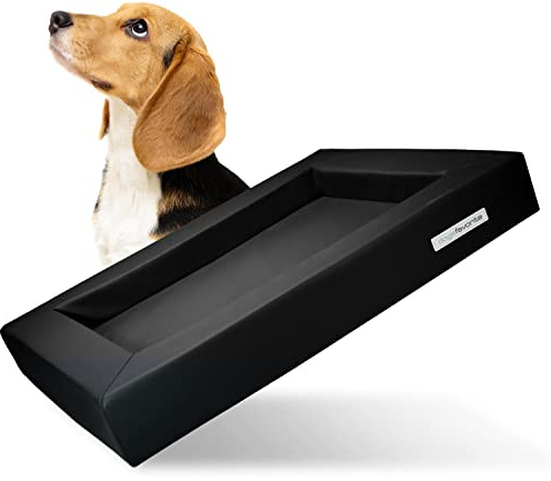 dogsfavorite Hunde-Bett - waschbares Hundekörbchen - hochwertiges Hundesofa - gelenkschonendes Hundekissen - robuste Hundematte - Hundekorb - Gr. M 90 x 70cm - schwarz
