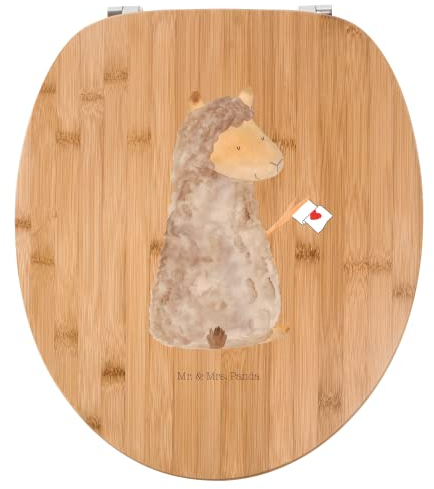 Mr. & Mrs. Panda Motiv WC Sitz Alpaka Fahne - Geschenk, Klobrille, Lamas, Klodeckel, Toilette, Toilettendeckel, Lama, Liebe, WC-Sitz