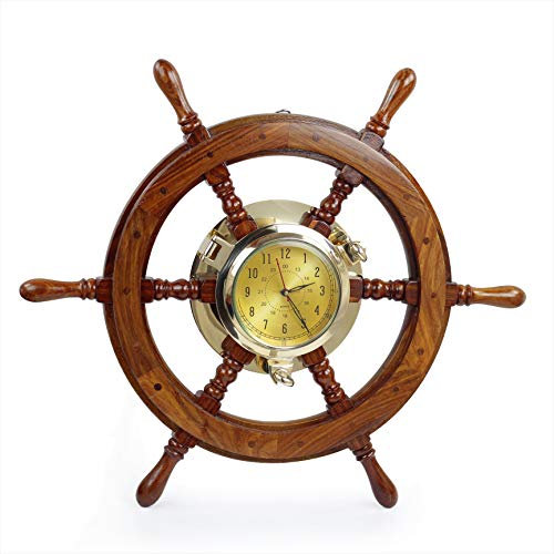 Nagina International 24-9 Esclusivo orologio da oblò in stile volante della nave nautica del pirata | Sontuosi regali decorativi da parete e da collezione