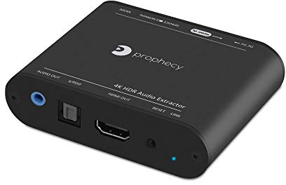 Gofanco Prophecy HDMI 2.0 Audio Extractor & Repeater, HDMI to Optical Toslink + 3.5mm Stereo Analog Output – 4K 60Hz, HDR, HDCP 2.2, EDID, CEC, De Embedder, TAA Compliant, Black