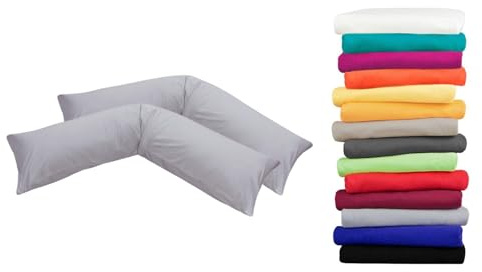 Moon Luxury Linon 2er Pack Kissenbezug für Seitenschläferkissen 40x200 grau, Kissenhülle 100% Baumwolle