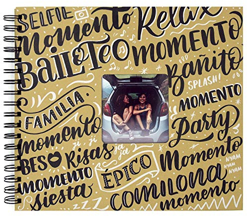 Recuerding - Álbum de Fotos Original Momentos, 50 Páginas (27x24cm) | Personalizable con Hojas de Papel Negro para Rellenar con Recuerdos | Escribir y Pegar | Hecho en España