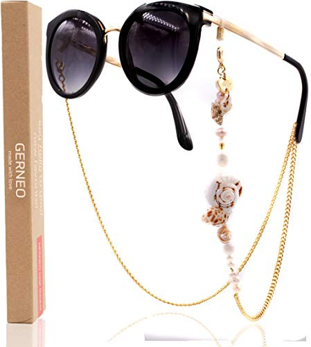 GERNEO® - CAPRI - Premium Brillenkette & Brillenband - echte Muscheln - 18 Karat Goldlegierung - Lesebrille & Sonnenbrille für Damen - Limitierte Kollektion 2020
