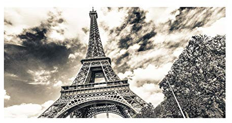 Tulup Leinwandbild - Wandkunst - Drucke auf Leinwand - Leinwanddruck -140x70 cm - Sehenswürdigkeiten & Architektur - Schwarzweiß - Eiffelturm Paris