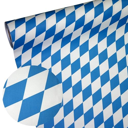 Deitert Papiertischdecke Raute blau-weiß wetterfest 0,75m