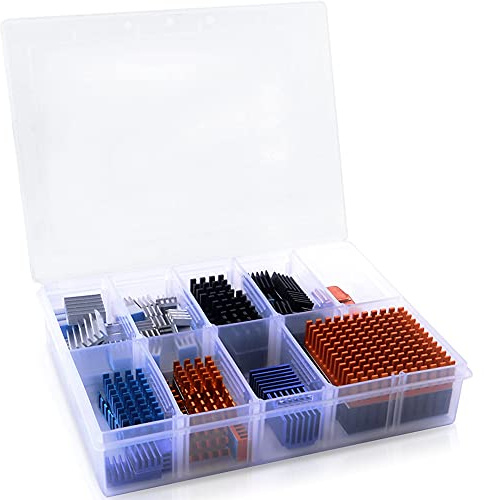 GeeekPi 102pcs Heatsink Kit with Conductive Adhesive Tape, Cooler Heat Sink for Cooling Raspberry Pi VRM VRAM CPU GPU VGA Small IC Laptop LED MOSFET Transistor SCR Voltage Regulator