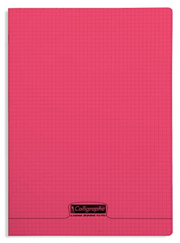 Calligraphe 18473C Un Cahier Agrafé Rouge (une Marque de Clairefontaine) - 24x32 cm - 48 Pages Petits Carreaux - Papier Blanc 90 g - Couverture Polypro Transparent