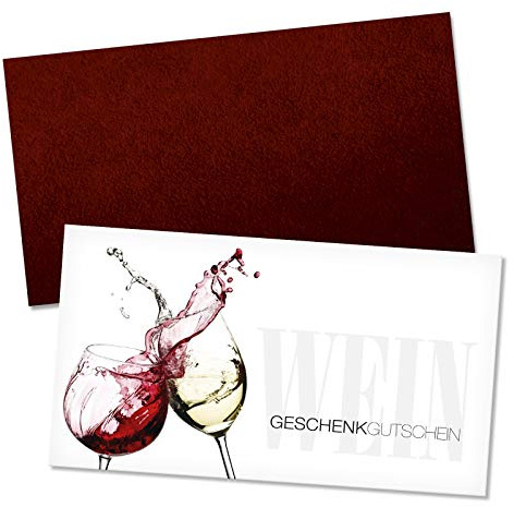 GESCHENKGUTSCHEINcom by POS-HAUER. Gutschein-Set. 50x Gutschein + Kuvert. Für Weinhandel Vinotheken Getränkehandlungen, blanko zum selber Ausfüllen.