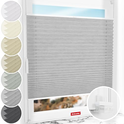 Schuette® Plissee ohne Bohren ● Dolomite Kollektion: Storm Gray (Grau) ● 90x130cm (Breite x Höhe) ● Suprafix Faltrollo Klemmfix 2.0 Rollo ● 60 Sekunden Plisseerollo Montage inkl. Video