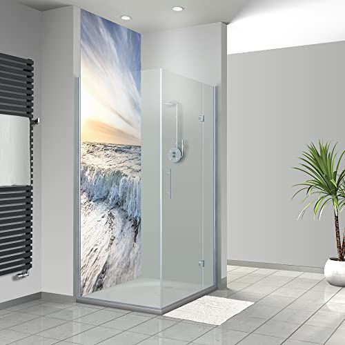WANDFREUDE individuelle Duschrückwand Aluverbundplatte auf Maß (1 Stück - Meereswelle - Premium Brillant Lack) – Dusche Wandverkleidung Duschwandverkleidung Duschrückwände