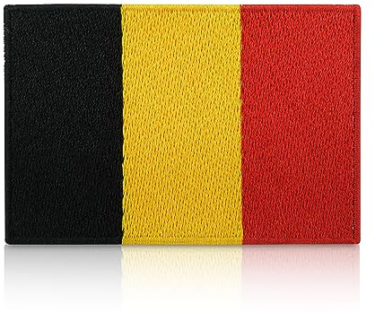 Finally Home Belgien Flagge Patch zum Aufbügeln | 7,5 x 5 cm Belgium Flag Patches, Belgische Fahne Bügelbild BE Aufbügler Aufnäher Bügelpatches