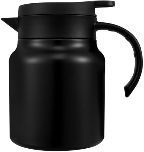 Thermal Coffee Carafe 1000ML Insulated Water Pitcher Stainless Steel Carafe with Detachable Tea Strainer Leak-Proof Vacuum Insulated for Milk Coffee Tea Hot Cold Drinks (1000ml (Black))