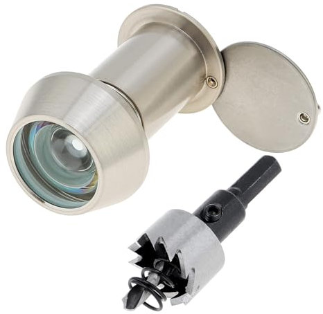 HOJLKLD Judas de Porte, Laiton Judas à 220 degrés avec foret de 22 mm, Diamètre de tuyau de 22 mm pour portes de 35 à 60 mm (nickel satiné)