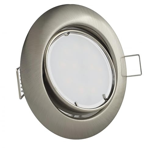 CONCEPTRUN LED Einbaustrahler Edelstahl gebürstet | rund | 360° schwenkbar | Lochmaß Ø 65mm - 78mm | Einbautiefe 55mm | Anschlussfertig mit MR16 12V Fassung Farbe 5W LED warmweiß MR16 12V