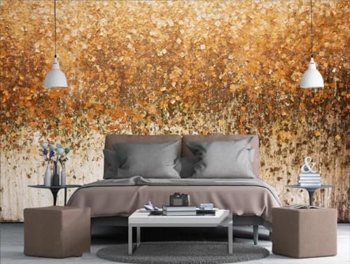 Fototapete Blumen 3D Tapeten 3D Effekt Wohnzimmer Schlafzimmer Vliestapete Abstrakte Retro Gold Maple Leaf Fototapete Natur Grau Graffiti Steinoptik Kinder Tapeten