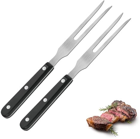 2 Stück Fleischgabel - Fleischgabel Edelstahl mit Holzgriff, Grillgabel für Küche, Grillen, Truthahn, Braten (26.5cm)