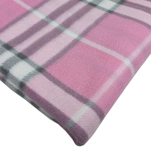 Location Clothing TARTAN THROW BLANKET POLAR FLEECE WARM SOFT BED TRAVEL CAR PICNIC YOGA CAGELINER ANIMAL-FRIENDLY (Pink Check Blanket)