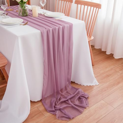CHUQING Runner da Tavolo Chiffon Decorativa Runner Tavola Rosa Antico | Runner tavola chiffon in organza, largo 70 cm, 3 m o 4 m,per matrimonio, feste, banchetti, casa e ristorante